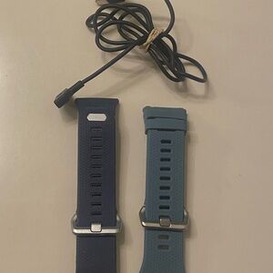 FIT BIT Versa Silicone Bands & Charging Cord - dark and light blue - EUC 😊